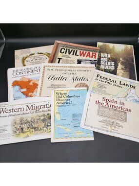 National Geographic Map Lot Historical USA Civil War Columbus Rivers Maps 1977-2